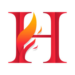 Fire Letter h Initial Logo Design