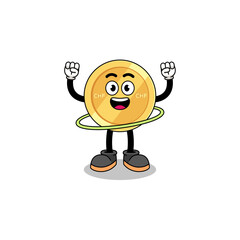 Fototapeta premium Character Illustration of swiss franc playing hula hoop