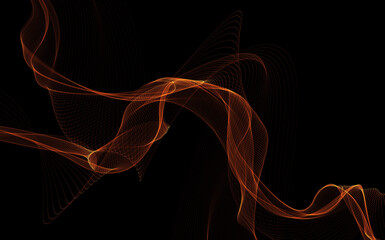 Dark abstract background with a glowing abstract waves