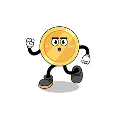 running swiss franc mascot illustration