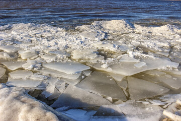 Beautiful winter landscape at the ravine Petrie Island, Ottawa river