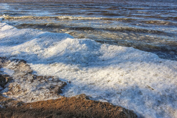 Beautiful winter landscape at the ravine Petrie Island, Ottawa river