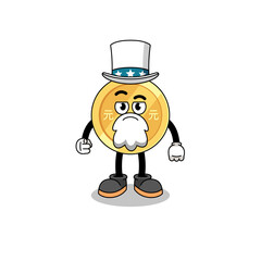 Illustration of chinese yuan cartoon with i want you gesture