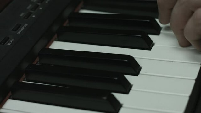 Hands Playing Piano Closeup Black Magic Production Camera 4K