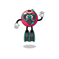 Character cartoon of cranberry as a diver