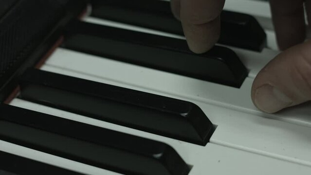 Hands Playing Piano Closeup Black Magic Production Camera 4K