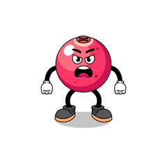 cranberry cartoon illustration with angry expression