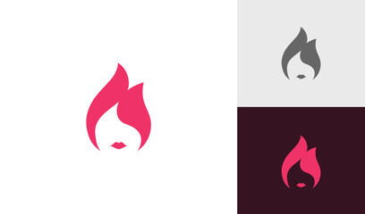 Fire lady logo design vector