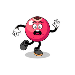 slipping cranberry mascot illustration