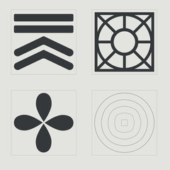 Collection of Y2K elements. Brutalism star and flower shapes. Flat minimalist icons. Projects, posters, banners. Vector illustration
