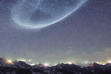 Fototapeta na wymiar starry night sky, sky, light, stars Generative AI technology