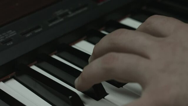Hands Playing Piano Closeup Black Magic Production Camera 4K