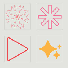 Vector set of Y2K. Rave psychedelic retro futuristic set. For modern T-shirts designed. Stars, starburst . Vector illustration