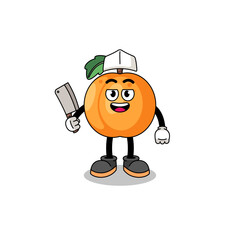 Mascot of apricot as a butcher