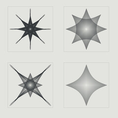 Retro futuristic elements for design. Trendy geometric postmodern figures. Templates for notes, posters. Futuristic. Vector illustration