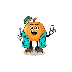 Illustration of apricot mascot as a dentist