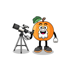 Illustration of apricot mascot as an astronomer