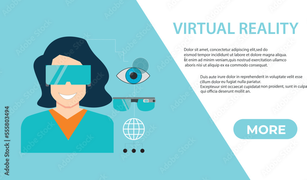 Poster landing page concept for virtual reality. perfect for website, mobile app etc