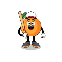 Obraz premium apricot mascot cartoon as a baseball player