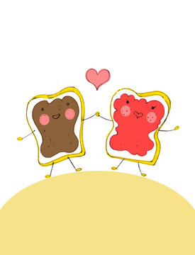 Illustration of Slices of Bread in Love