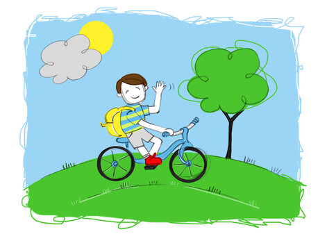Illustration of Boy Riding a Bike