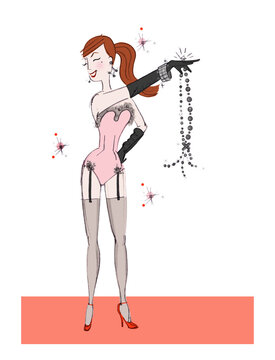 Illustration of Woman in Lingerie