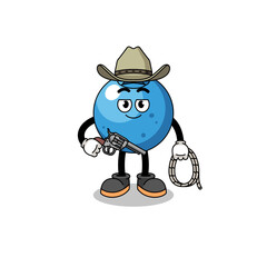 Character mascot of blueberry as a cowboy