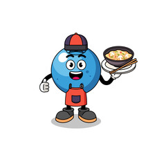 Illustration of blueberry as an asian chef