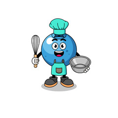 Illustration of blueberry as a bakery chef