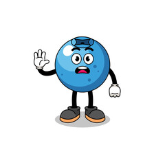 blueberry cartoon illustration doing stop hand