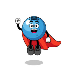 blueberry cartoon with flying superhero