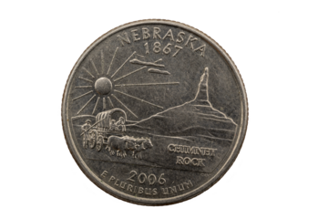 Nebraska State Quarter, 50 state quarters, 2006, Chimney rock coin 1876