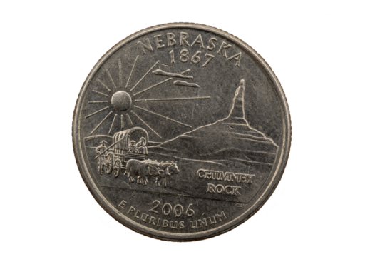 Nebraska State Quarter, 50 state quarters, 2006, Chimney rock coin 1876