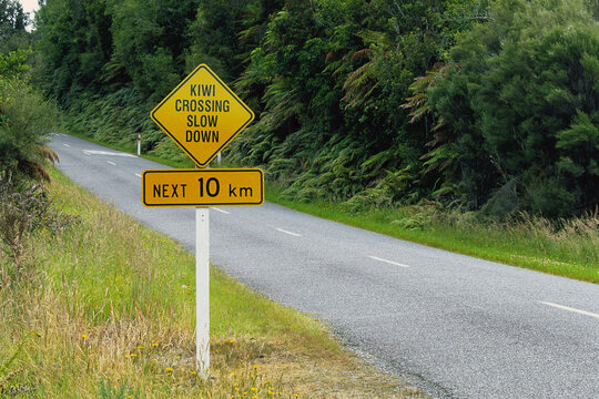 Kiwi Crossing Sign, South Island, New Zealand