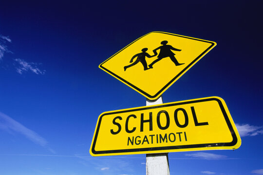 School Crossing Sign, South Island, New Zealand