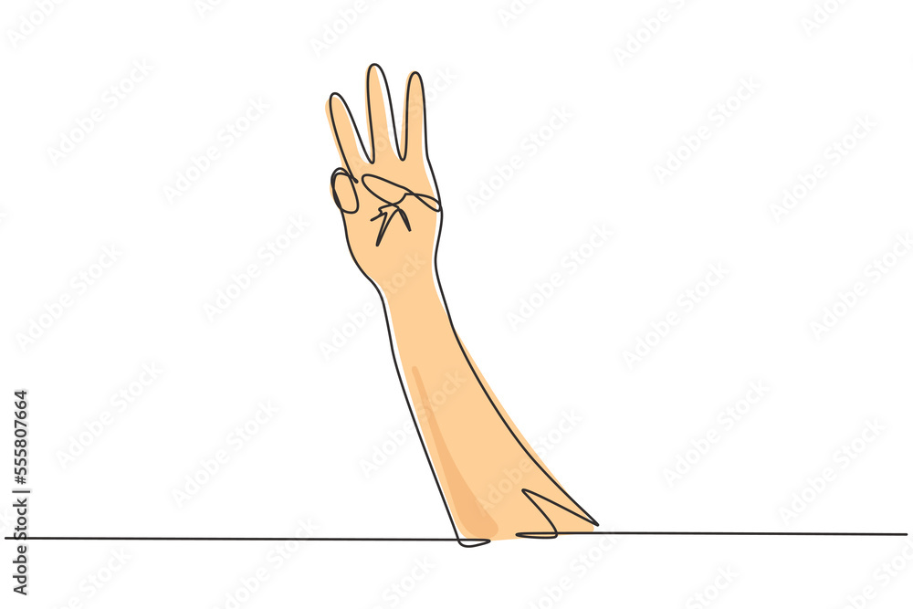 Poster single one line drawing third place symbol. number three hand count. learn to count numbers. concept