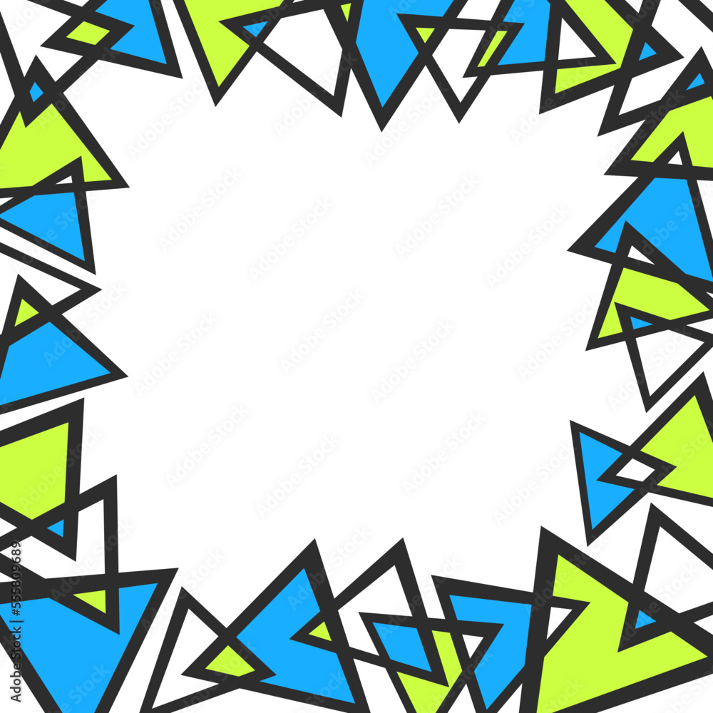 Poster simple framed background with colorful triangle and with some copy space area