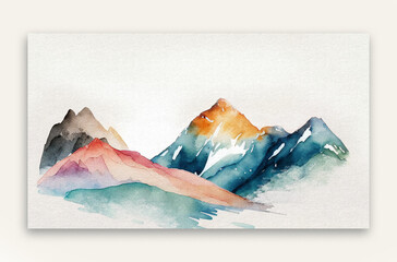 Mountain Watercolor Business Card Blank Template
