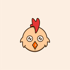 cute chiken cartoon design logo