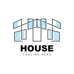 House Logo, Simple Building Vector, Construction Design, Housing, Real Estate, Property Rental