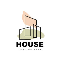 House Logo, Simple Building Vector, Construction Design, Housing, Real Estate, Property Rental