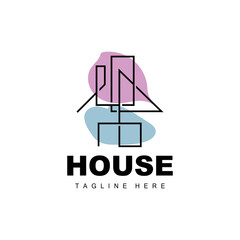 House Logo, Simple Building Vector, Construction Design, Housing, Real Estate, Property Rental