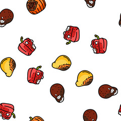 Fototapeta premium rotten food fruit waste garbage vector seamless pattern thin line illustration