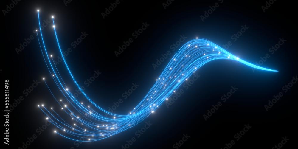Poster beautiful abstract lines on a black background. modern technological background. futuristic design. 