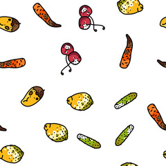rotten food fruit waste garbage vector seamless pattern thin line illustration