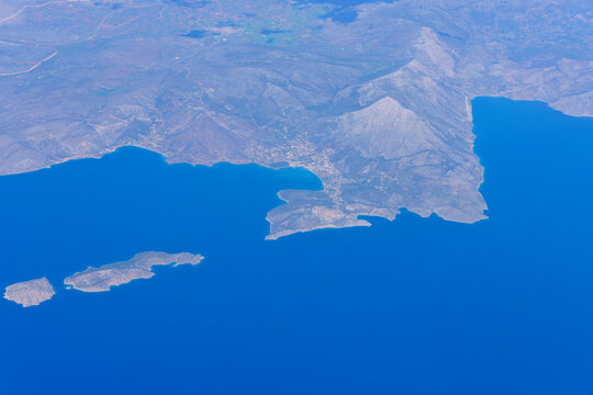 View From Airplane, Alyki, Gulf of Corinth, Ionian Sea, Greece