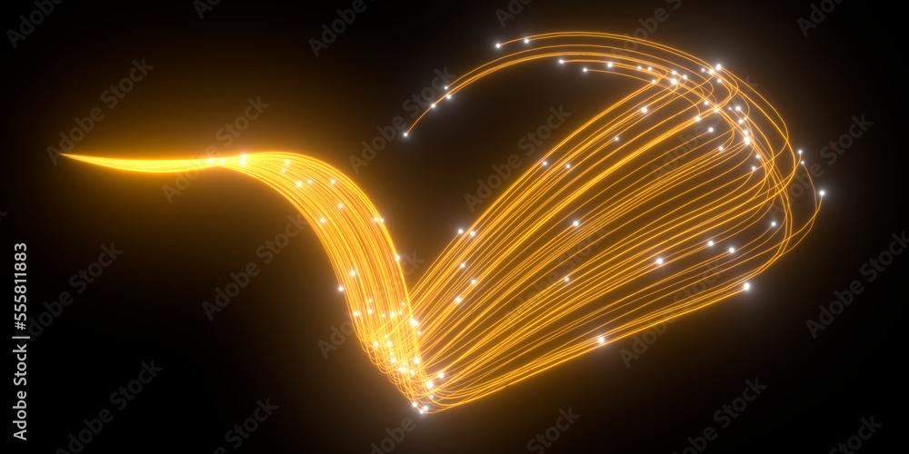 Poster beautiful abstract lines on a black background. modern technological background. futuristic design. 