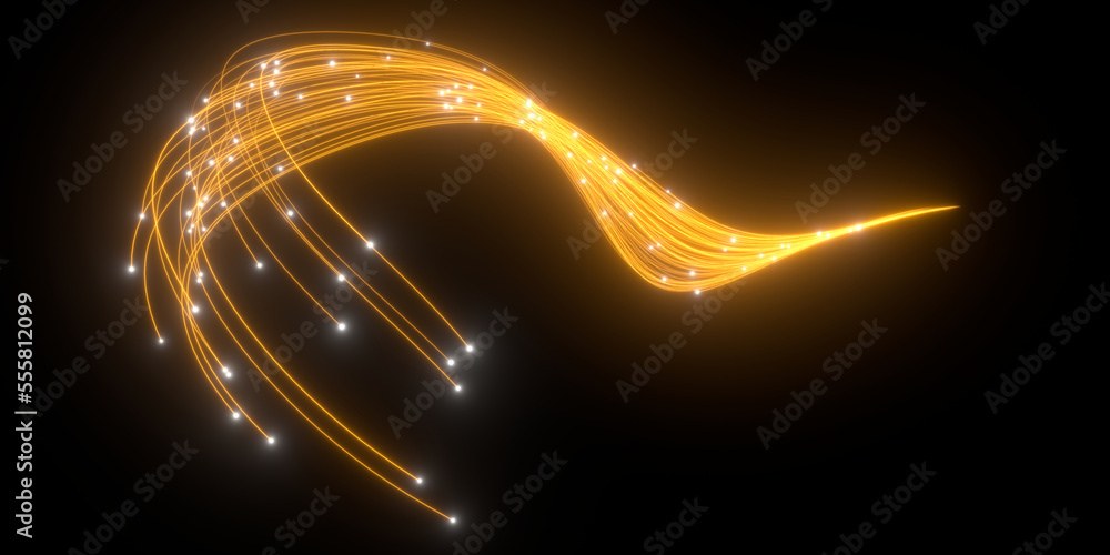 Poster beautiful abstract lines on a black background. modern technological background. futuristic design. 
