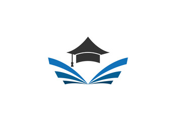 Book and graduation icon vector. education logo template.