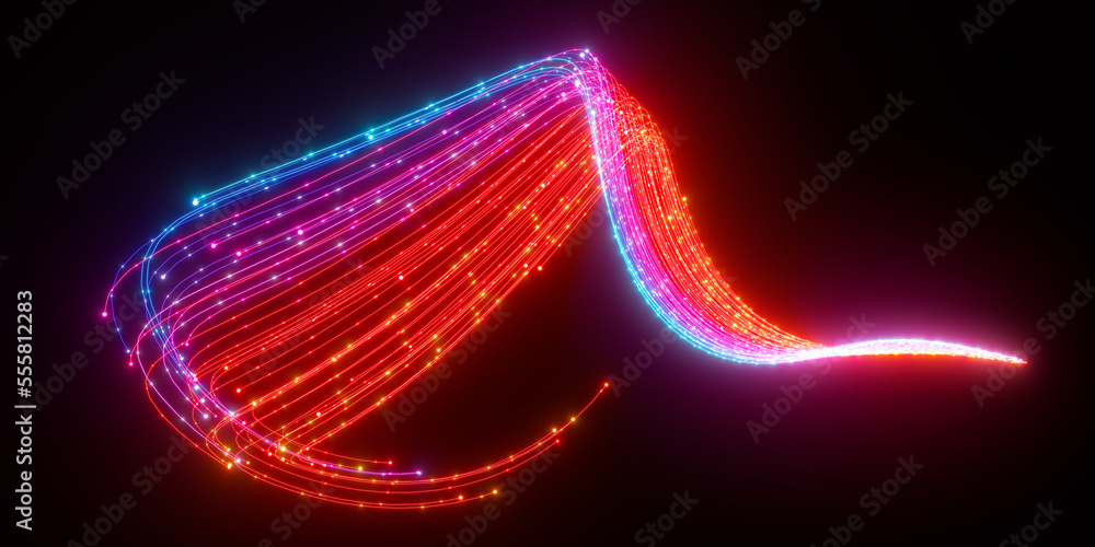 Poster beautiful abstract lines on a black background. modern technological background. futuristic design. 